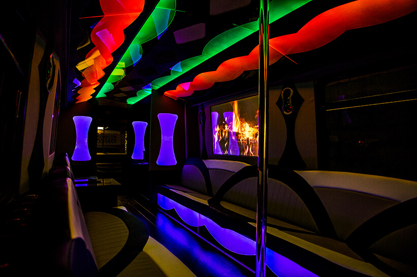 Party bus colorful lights