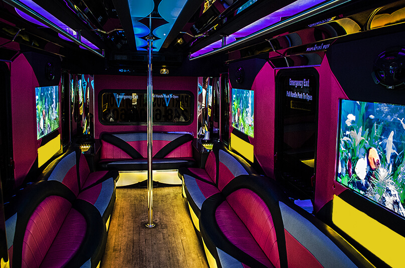 HDTVs on party bus