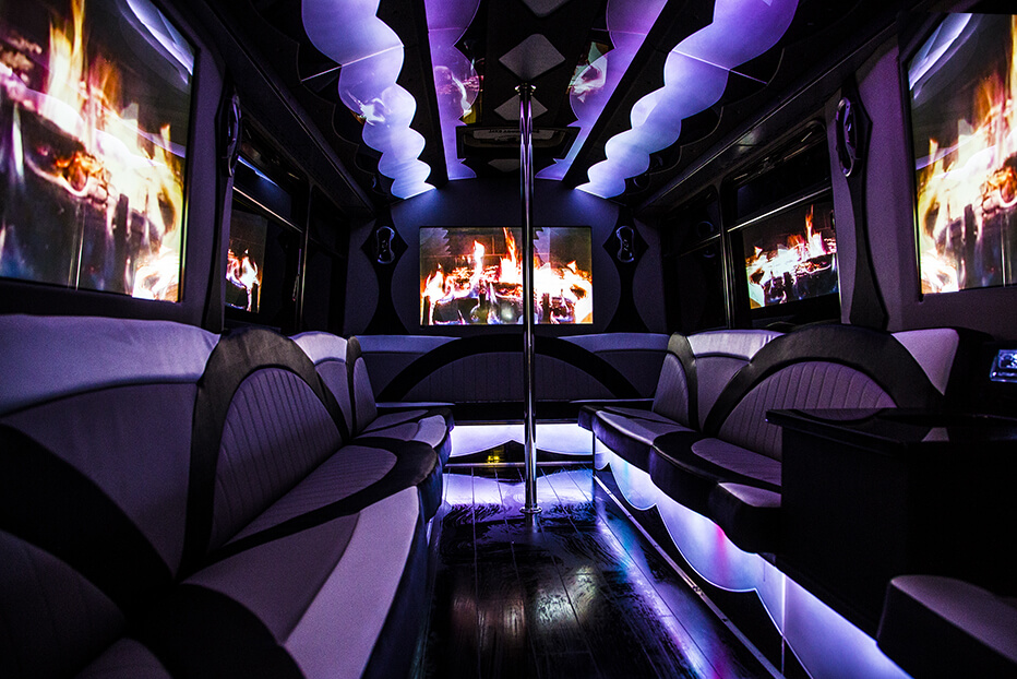 Custom seating on party bus